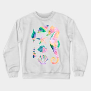 Watercolor Under the Sea Pattern - Retro Pastel Crewneck Sweatshirt